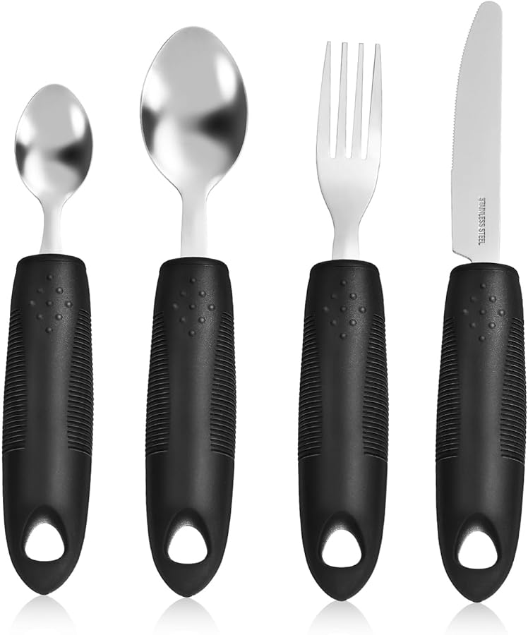 Weighted Stainless Steel Eating Utensils For Elderly Tremor Reduction - Image 1